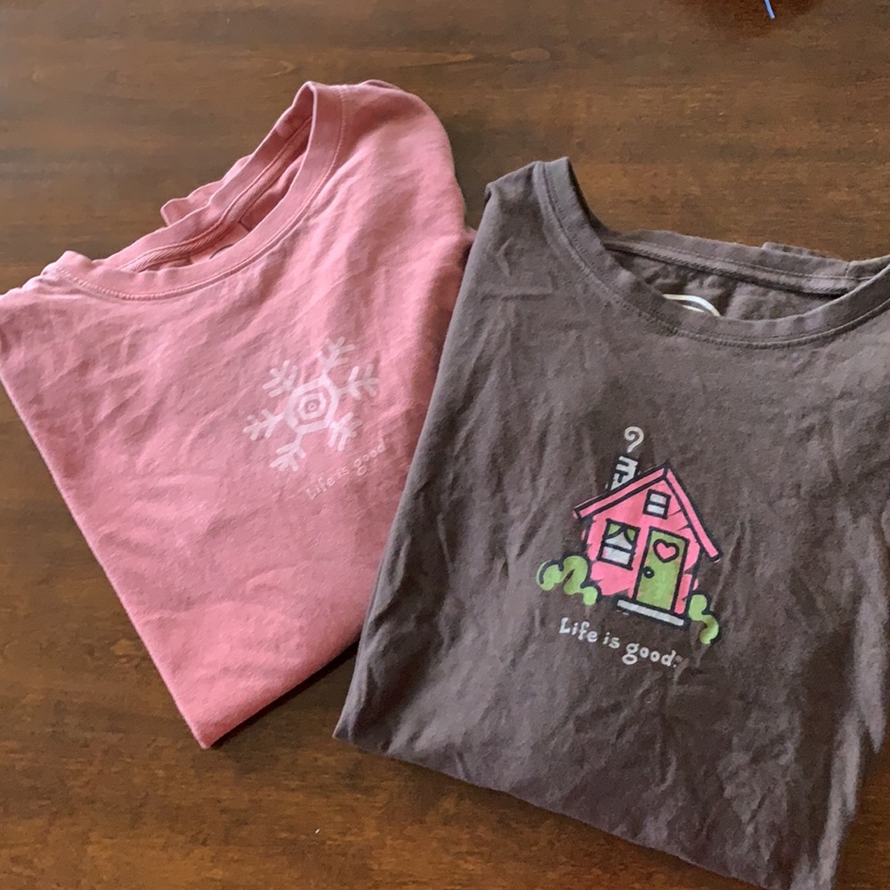 Life is Good-Long Sleeve Tee bundle (2 shirts). Snowflake and House. Size Medium
